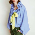 Ruffle collar bow tie blouse, detail view 16
