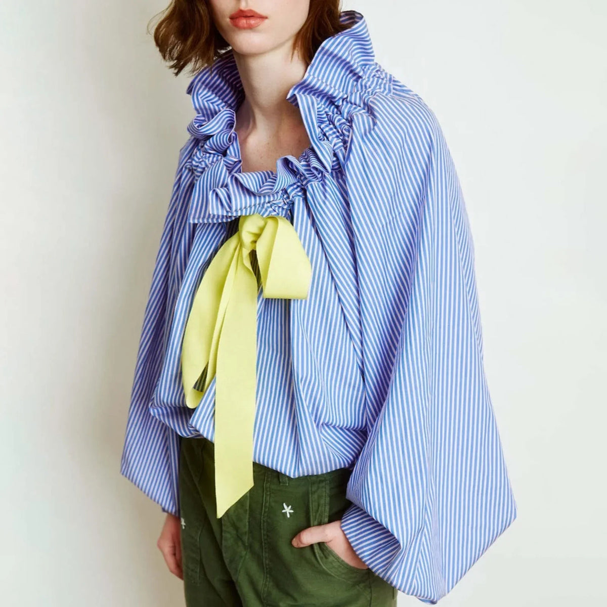 Ruffle collar bow tie blouse, detail view 16