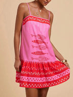 Floral cotton-linen flared dress, detail view 11