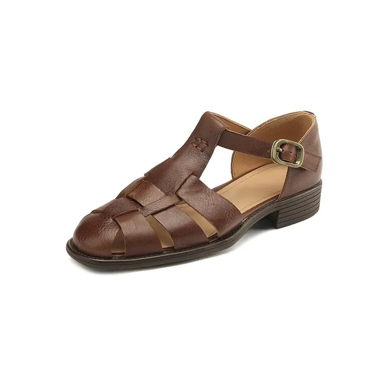 Handwoven leather T-strap sandal, detail view 25