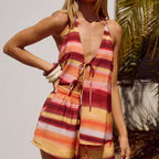 Colour-block lace-up shorts set, detail view 10