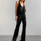 Draped U-neck satin tank top, detail view 15