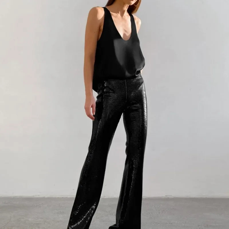 Draped U-neck satin tank top, detail view 15