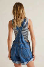 Vintage denim overall shorts, detail view 9