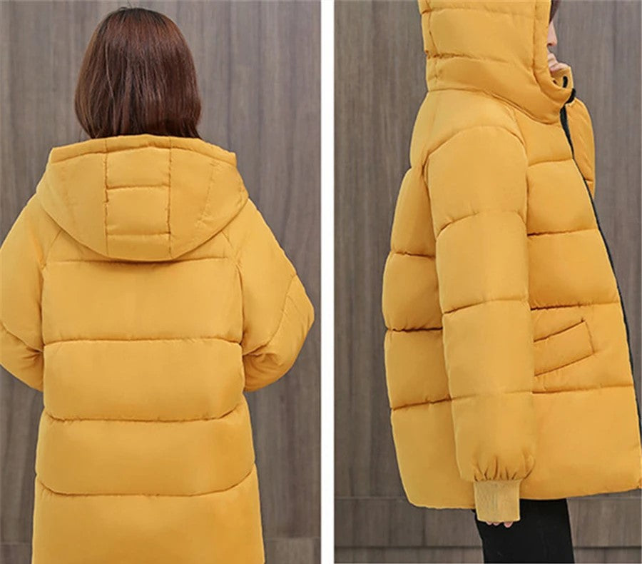 Oversized Vatteret Vinterparka med Hætte