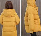 Oversized Vatteret Vinterparka med Hætte