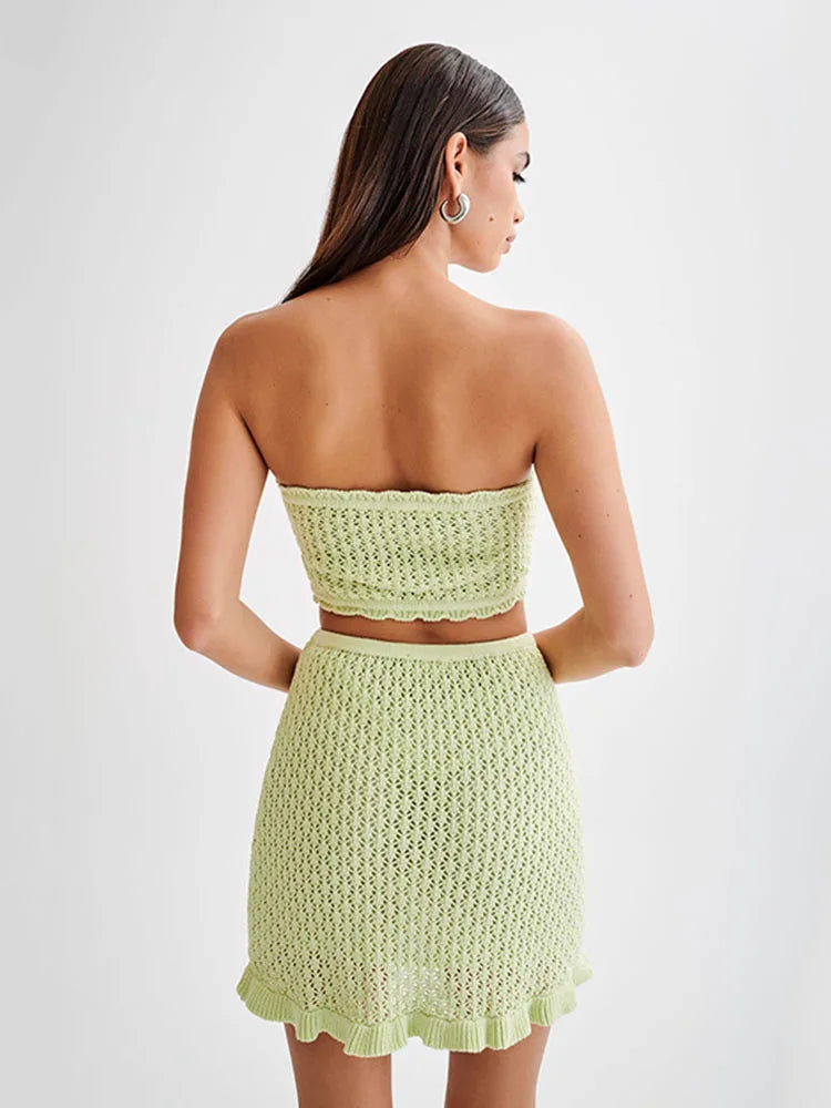 Ribbed knit bandeau beach set, detail view 2