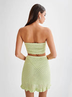Ribbed knit bandeau beach set, detail view 2
