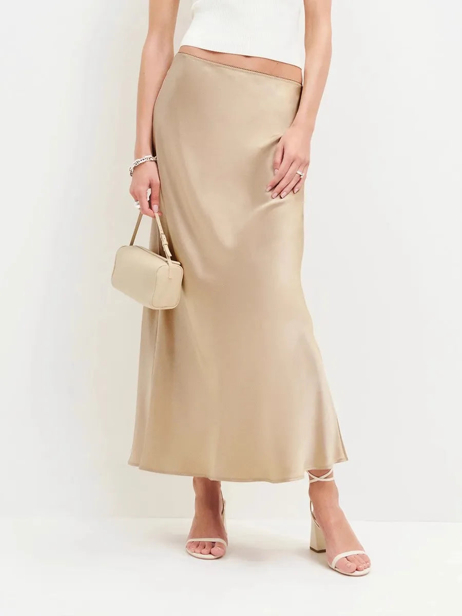 Draped satin midi skirt, detail view 10