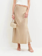 Draped satin midi skirt, detail view 10