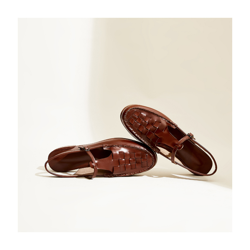 Woven leather slingback sandal, detail view 15