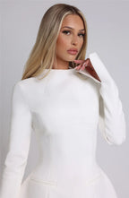 High neck long sleeve A-line mini dress, detail view 22