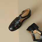 Handwoven leather T-strap sandal, detail view 8