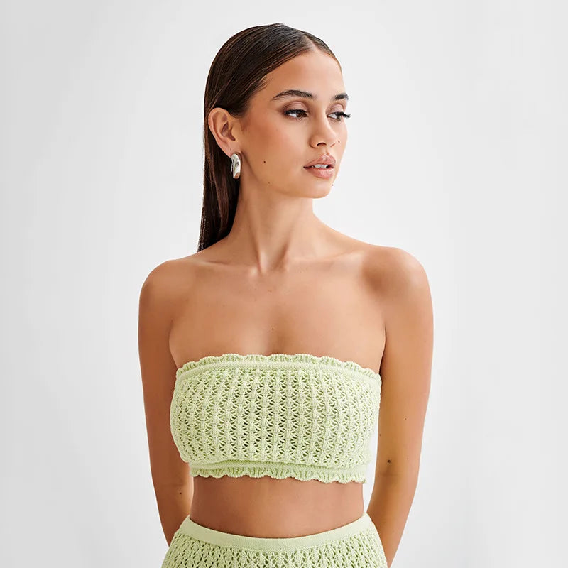 Ribbed knit bandeau beach set, detail view 11