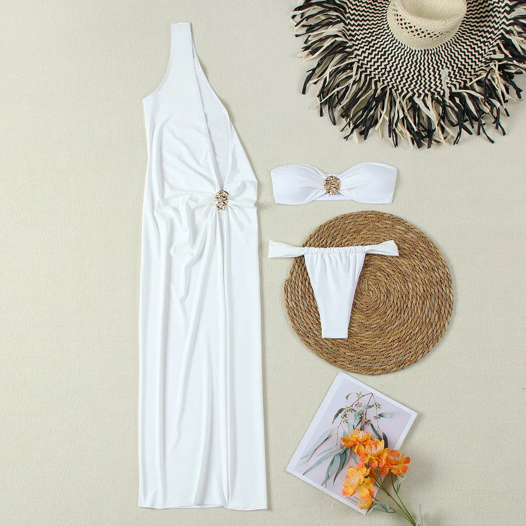 Bandeau bikini set with maxi cover-up, detail view 4