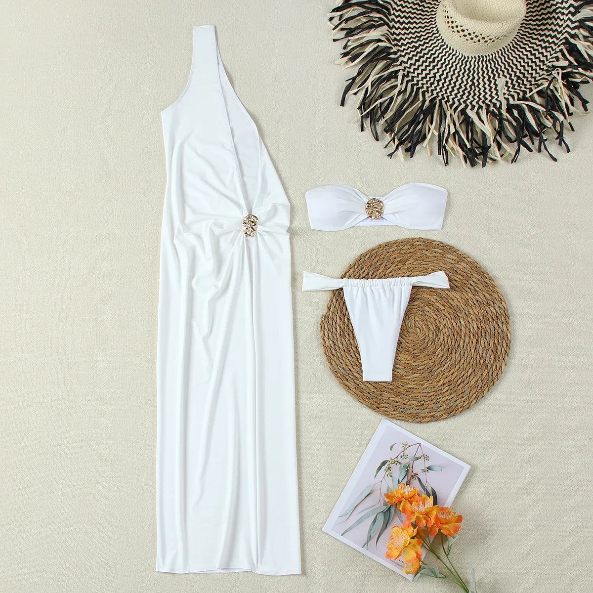Bandeau bikini set with maxi cover-up, detail view 4