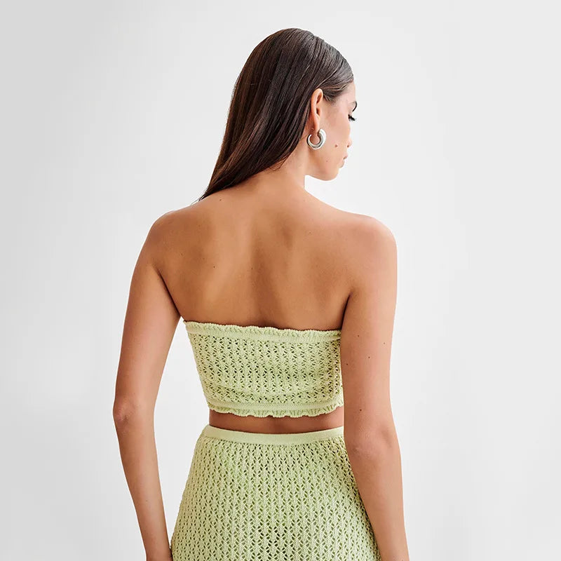 Ribbed knit bandeau beach set, detail view 14