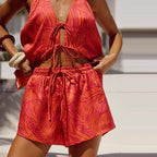 Colour-block lace-up shorts set, detail view 8