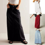 Vintage A-line denim maxi skirt, detail view 10