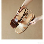 Square toe leather slingback, detail view 1