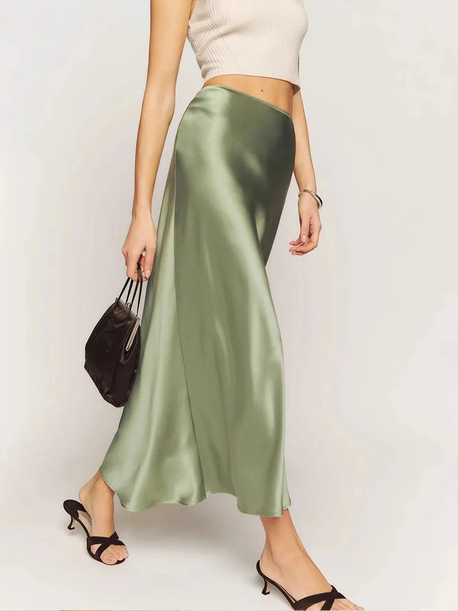 Draped satin midi skirt, detail view 8
