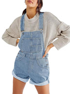 Vintage denim overall shorts, detail view 2