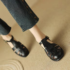 Handwoven leather T-strap sandal, detail view 9