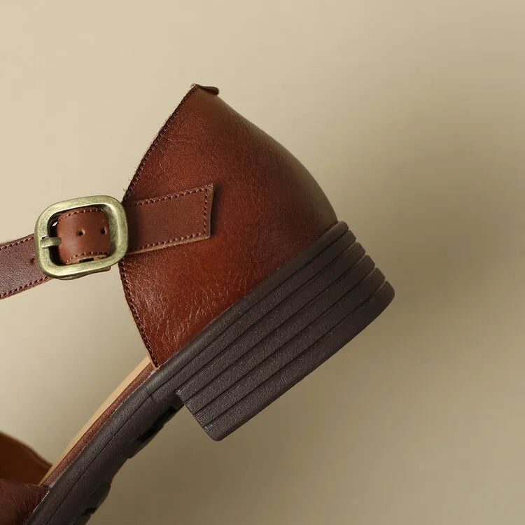 Handwoven leather T-strap sandal, detail view 23