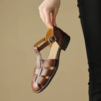 Handwoven leather T-strap sandal, detail view 15
