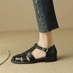 Handwoven leather T-strap sandal, detail view 11