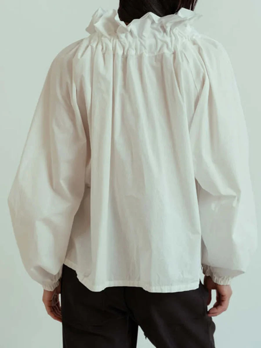 Ruffle collar bow tie blouse, detail view 13