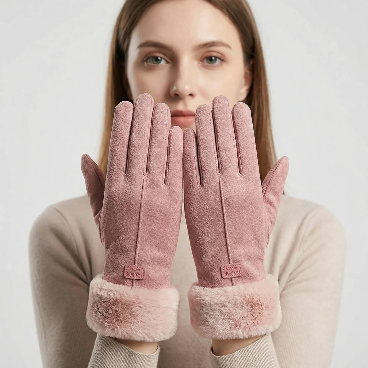 Touchscreen-kompatible handsker, detalje af fingerspidserne