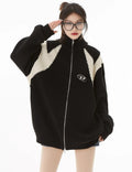 Oversized rullekrave-cardigan til damer – forfra