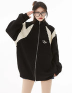 Oversized rullekrave-cardigan til damer – forfra