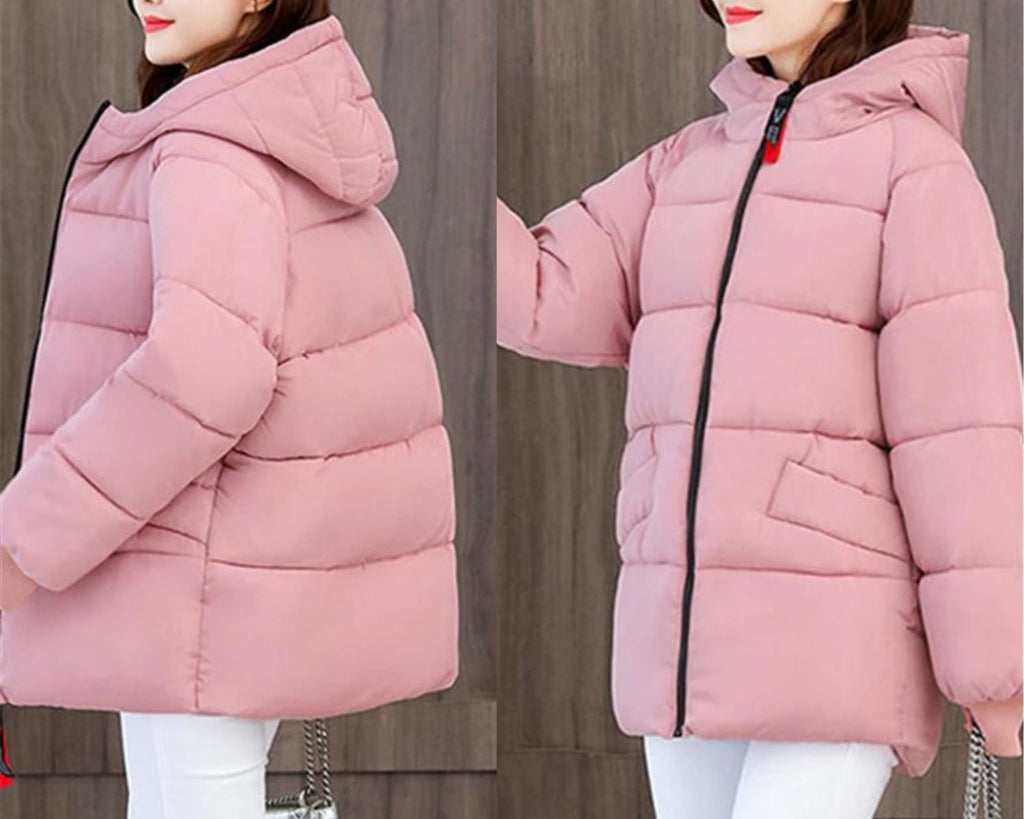 Oversized Vatteret Vinterparka med Hætte