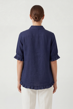 Relaxed blouse with ruffle hem, model shot 1