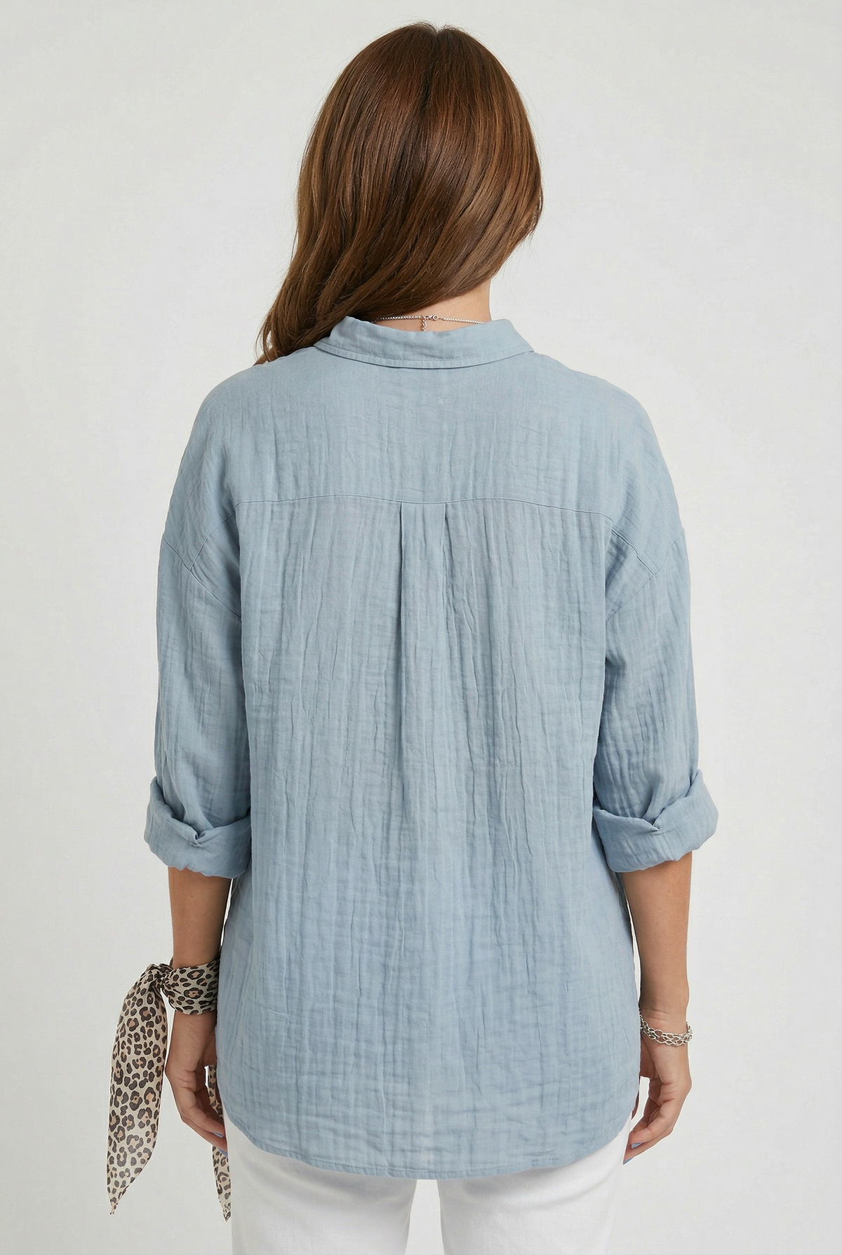 Long sleeve button-up shirt, model shot 1