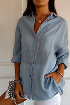 Long sleeve button-up shirt, model shot 4