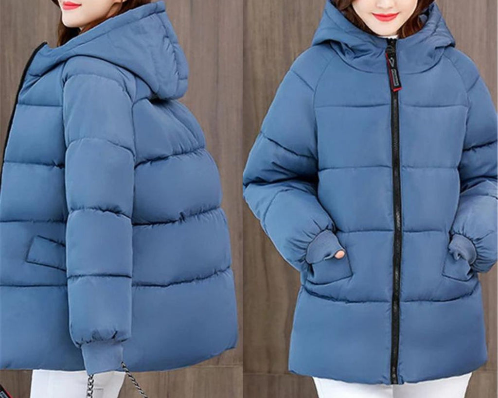 Oversized Vatteret Vinterparka med Hætte