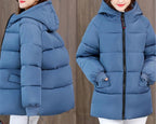 Oversized Vatteret Vinterparka med Hætte