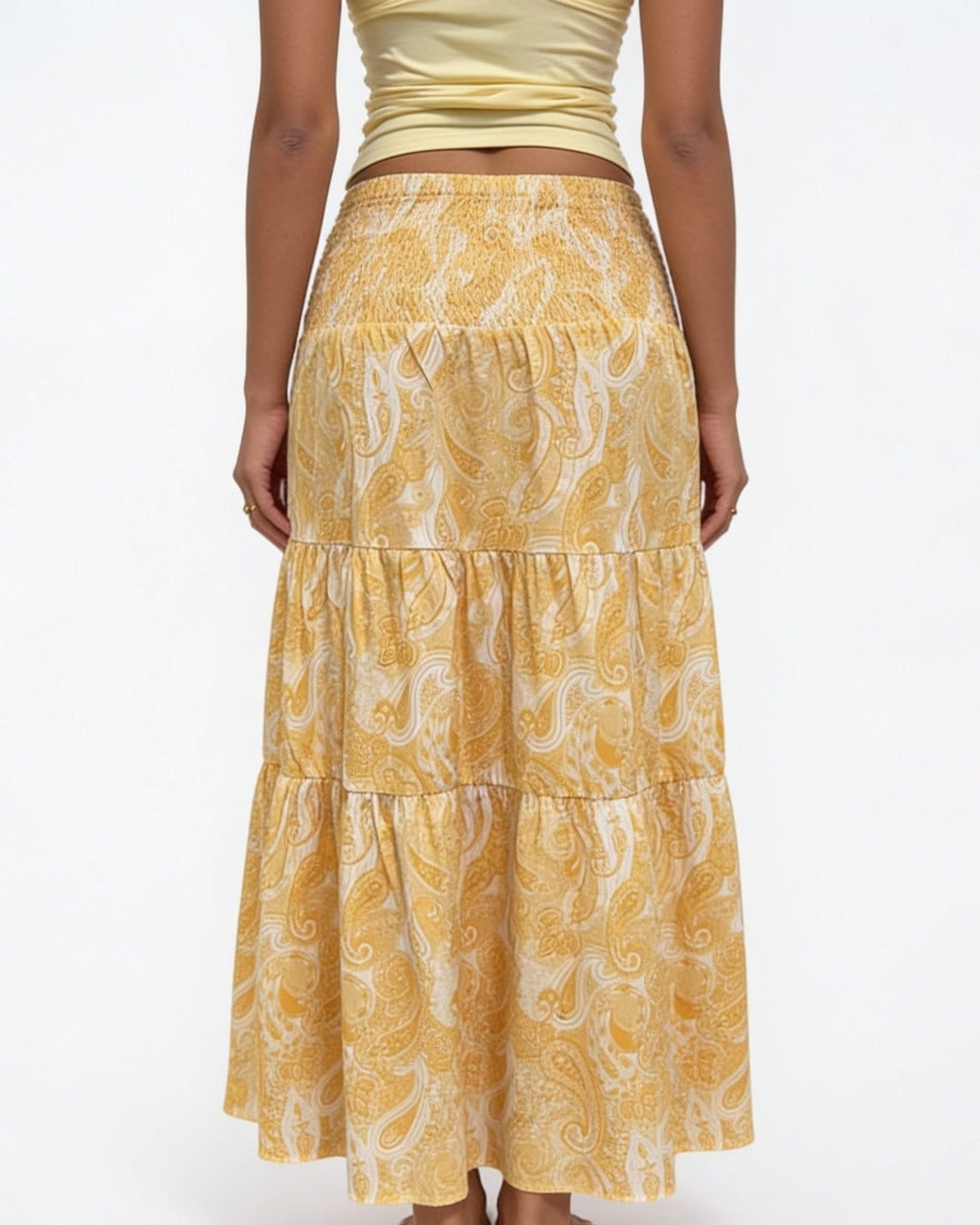 Boho paisley tiered maxi skirt, detail view 20