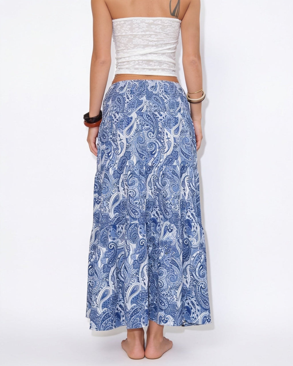 Boho paisley tiered maxi skirt, detail view 18