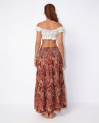 Boho paisley tiered maxi skirt, detail view 1