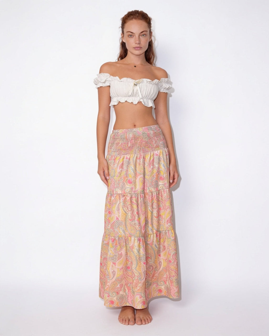 Boho paisley tiered maxi skirt, detail view 11