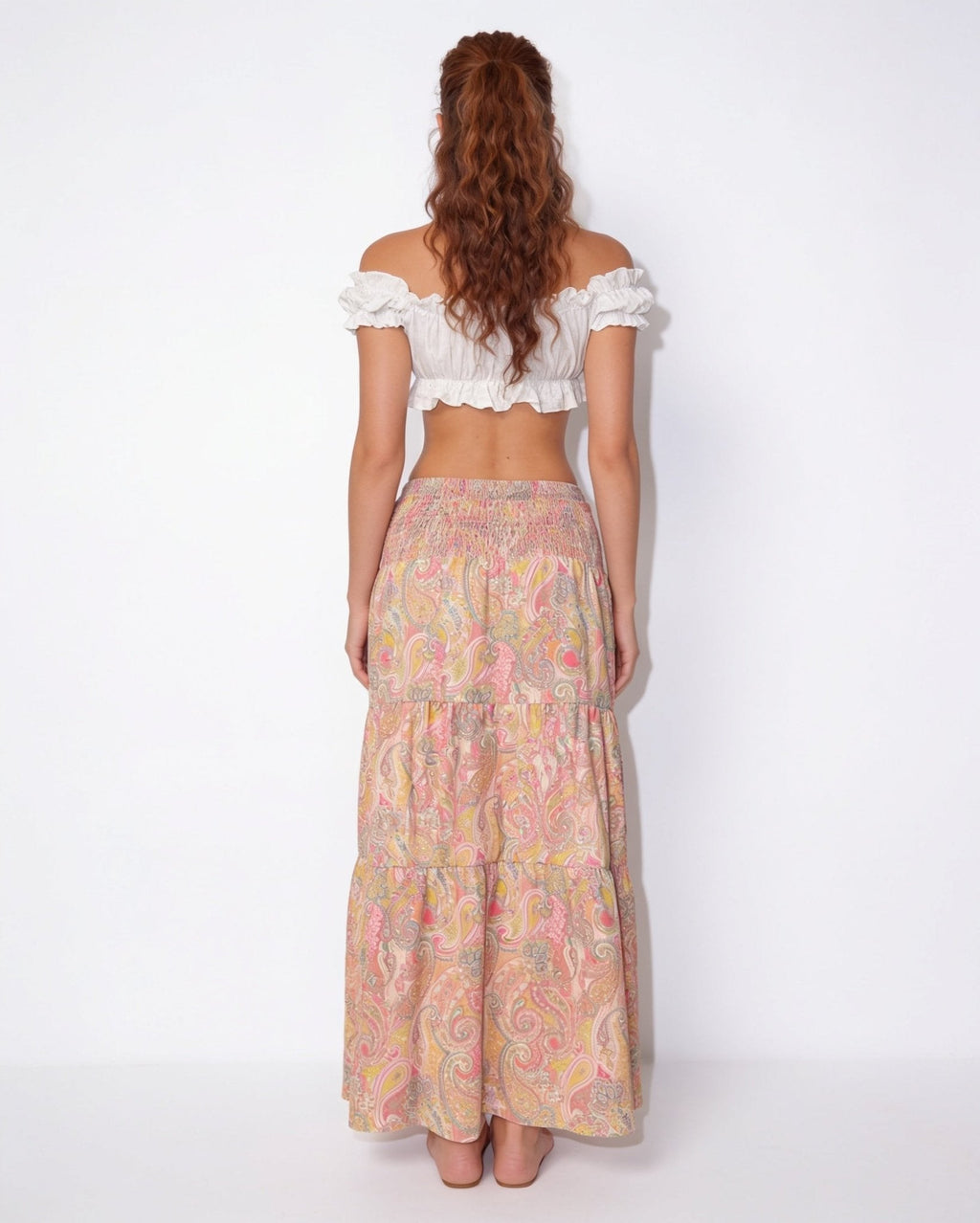 Boho paisley tiered maxi skirt, detail view 12