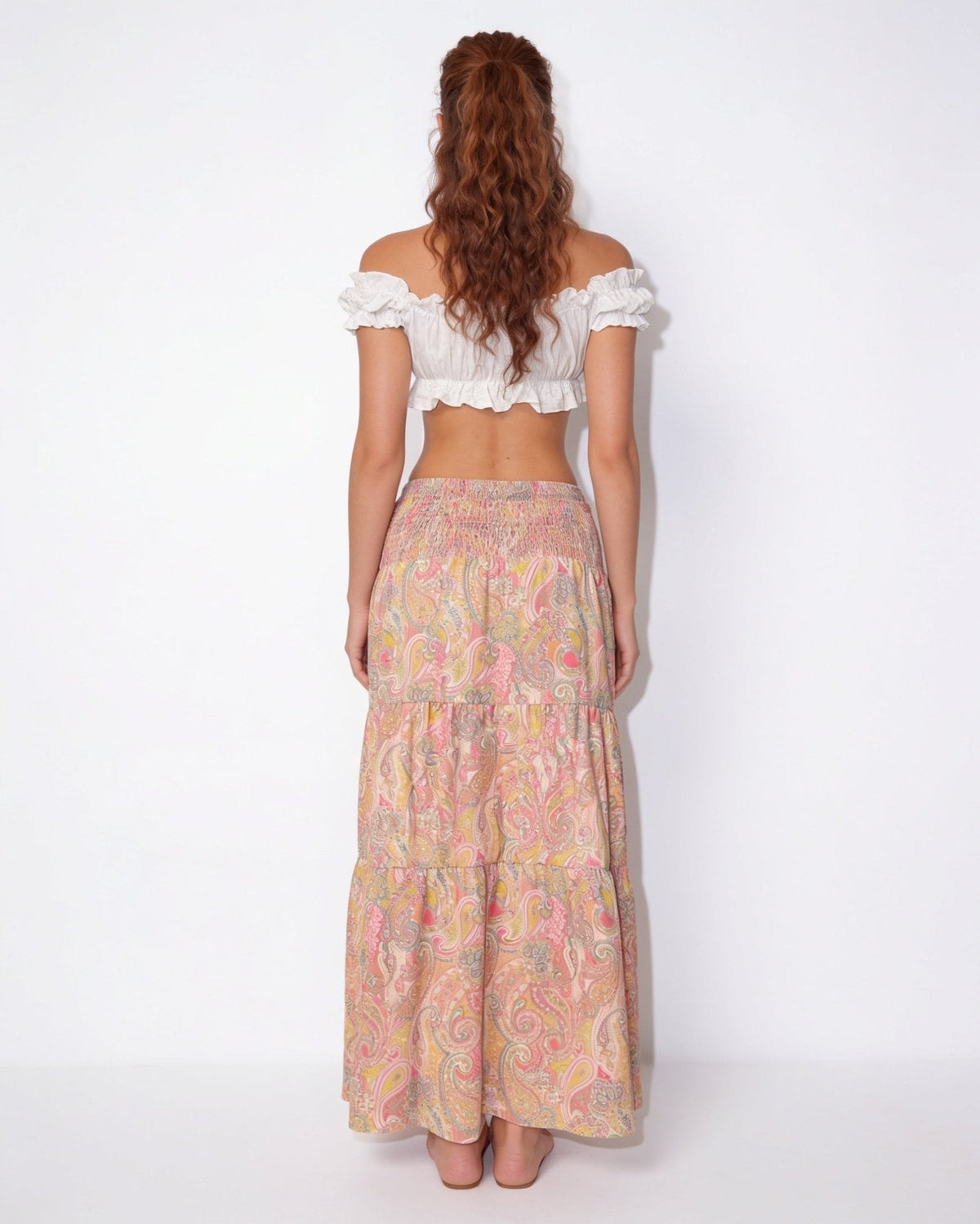 Boho paisley tiered maxi skirt, detail view 12