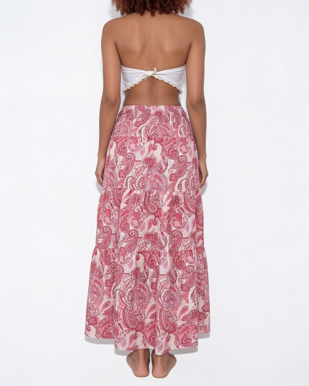 Boho paisley tiered maxi skirt, detail view 5