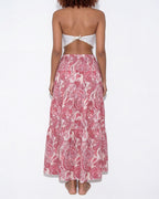 Boho paisley tiered maxi skirt, detail view 5