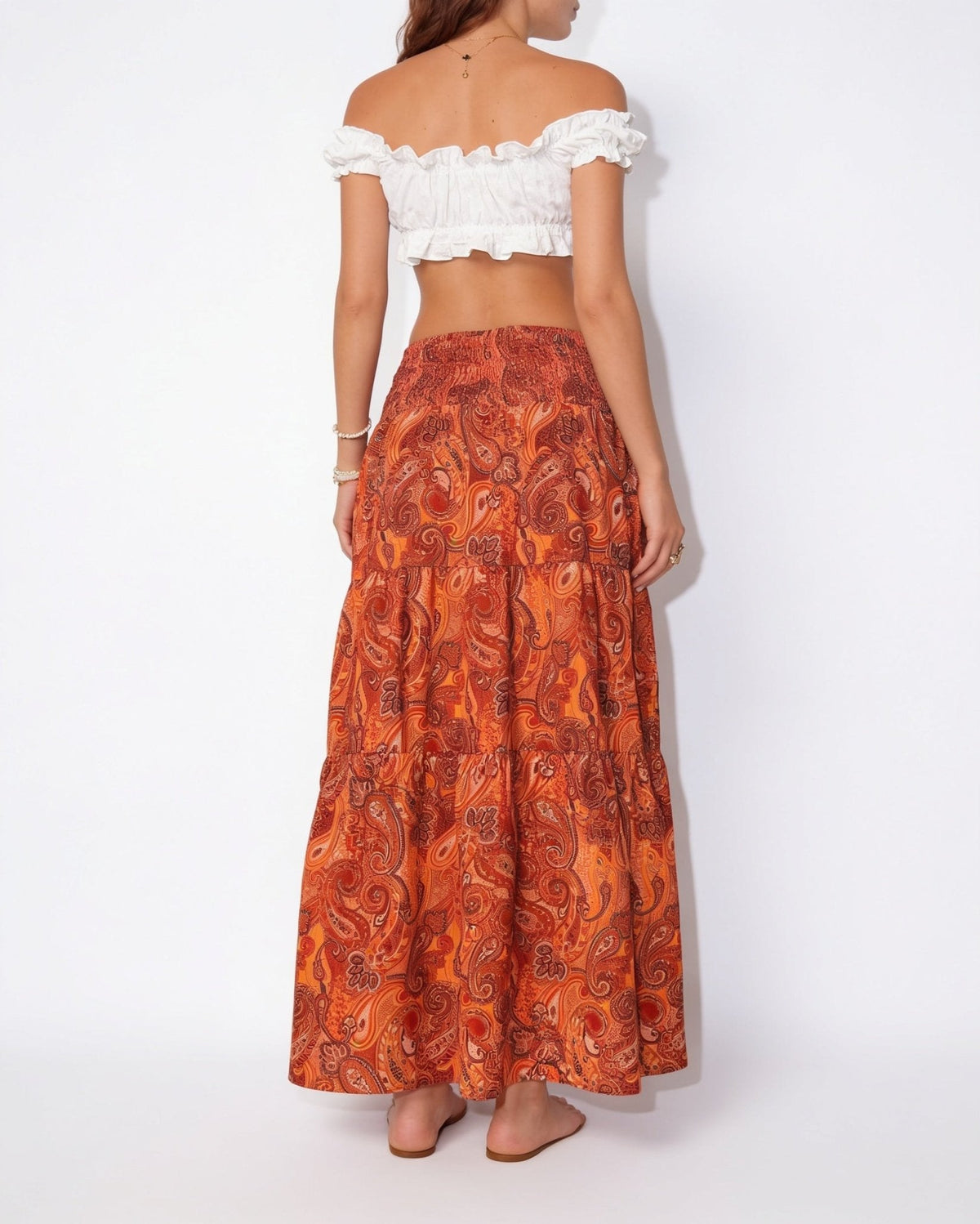Boho paisley tiered maxi skirt, detail view 15