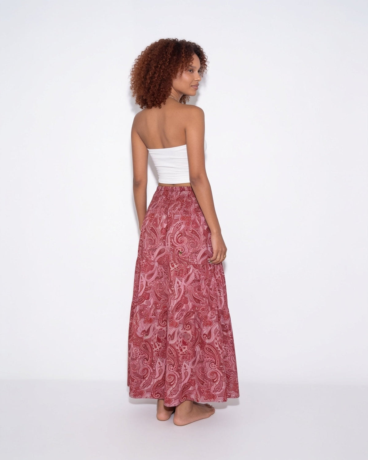 Boho paisley tiered maxi skirt, detail view 7